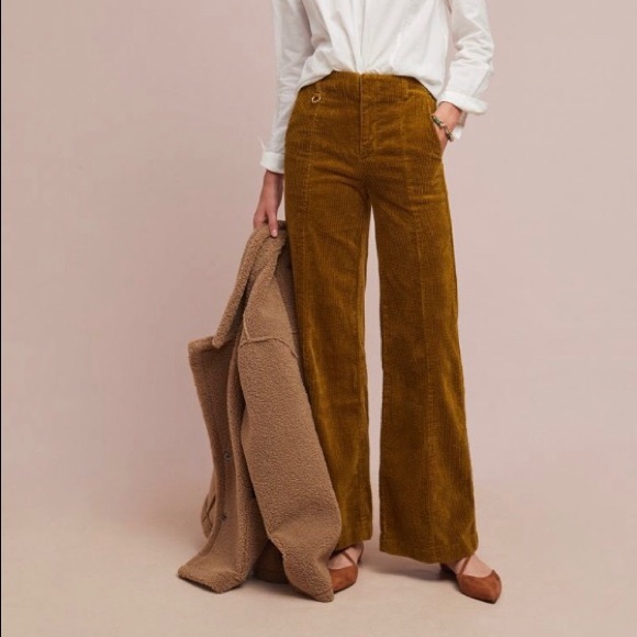 SOLD! Chartreuse Wide-wale Corduroy Trousers NWT - Picture 7 of 8